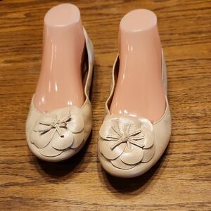 Clarks Cream Flats with Floral Detail